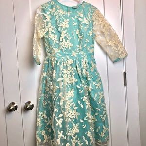 EShakti teal and lace cocktail dress